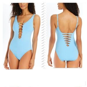 Bleu Rod Beattie Kore Lace-Down Wood One Piece Size 12